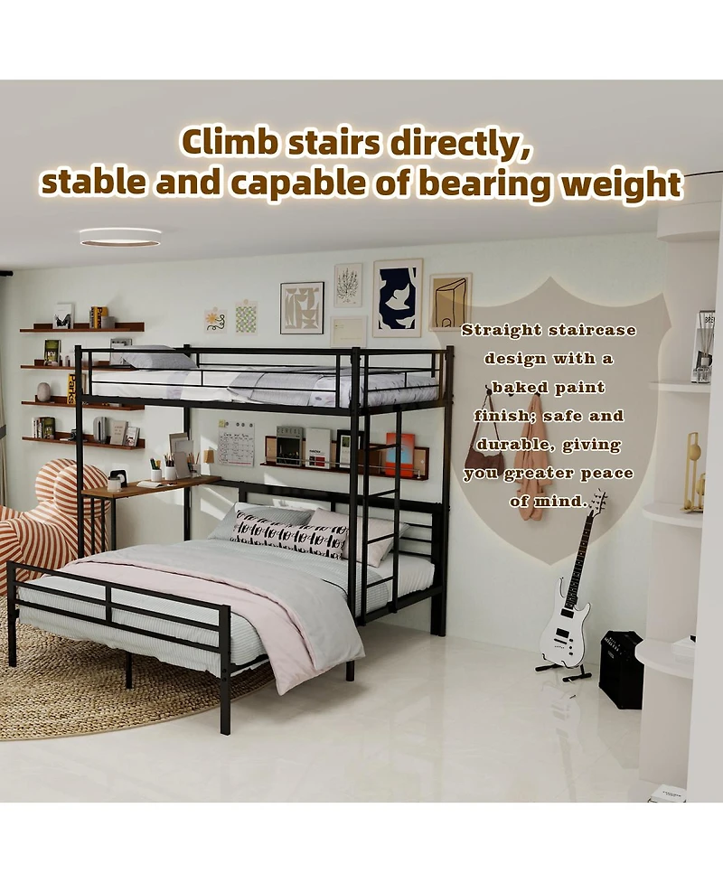 Streamdale Furniture Metal Loft Bed with Desk Ladder and Guardrails for Teens and Adults