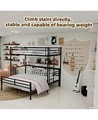 Streamdale Furniture Metal Loft Bed with Desk Ladder and Guardrails for Teens and Adults