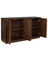 Streamdale Furniture 4-Door Solid Wood Carved Accent Cabinet with Adjustable Shelves