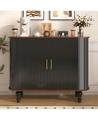 Streamdale Furniture 39'' Fluted Mid-Century Modern Bar Cabinet with Wine Storage and Drawer