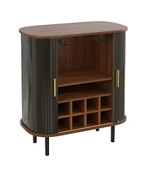 Streamdale Furniture 28'' Fluted Wine Bar Cabinet with Storage Adjustable Shelves and Tambour Doors