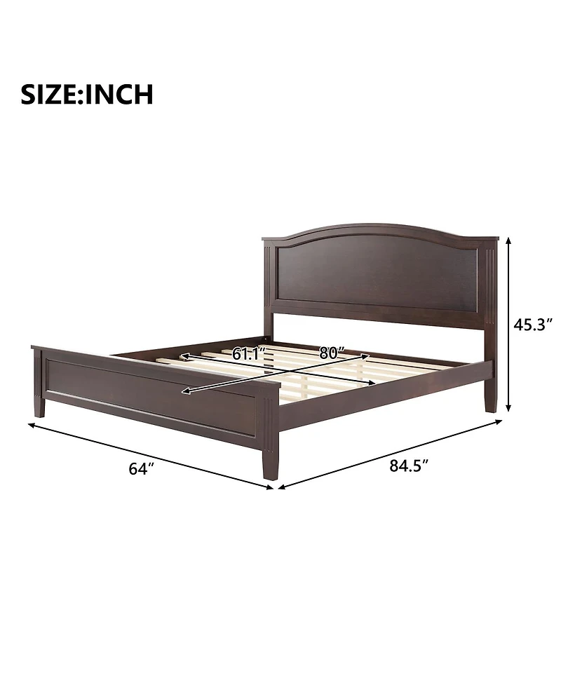 Streamdale Furniture Queen Size Platform Bed with Headboard with Wooden Slat Support Legs Espresso