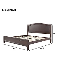 Streamdale Furniture Queen Size Platform Bed with Headboard with Wooden Slat Support Legs Espresso