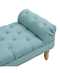 Streamdale Furniture Button-Tufted Upholstered Ottoman Bench with Rolled Arms Dusty Teal