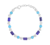 Quiksilver Men's Platinum-Plated Steel Turquoise Lapis Bracelet