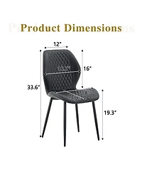 Streamdale Furniture Set of 4 Modern Diamond-Quilted Pu Dining Chairs with Metal Legs