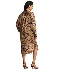 Lauren Ralph Petite Belting-Print Twill Midi Shirt Dress