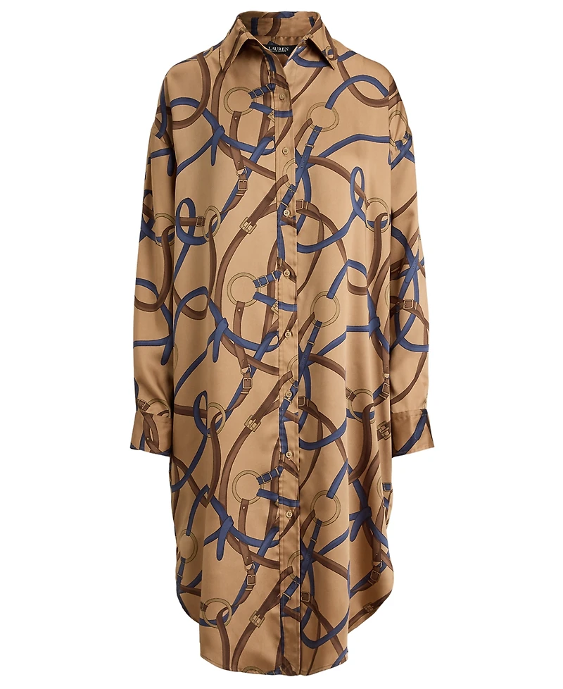 Lauren Ralph Petite Belting-Print Twill Midi Shirt Dress