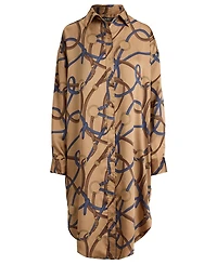 Lauren Ralph Petite Belting-Print Twill Midi Shirt Dress