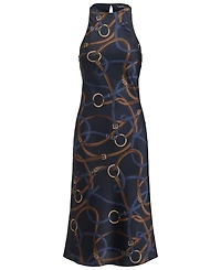 Lauren Ralph Petite Belting-Print Twill Sleeveless Midi Dress