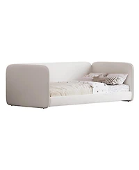 Streamdale Furniture Twin Size Upholstered Velvet Floor Bed with Protective Sides