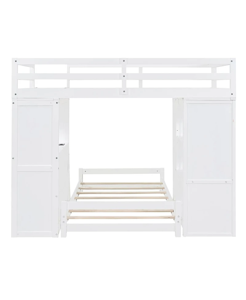 Streamdale Furniture Twin over Twin Bunk Bed with Led Light and Usb Ports