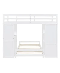 Streamdale Furniture Twin over Twin Bunk Bed with Led Light and Usb Ports