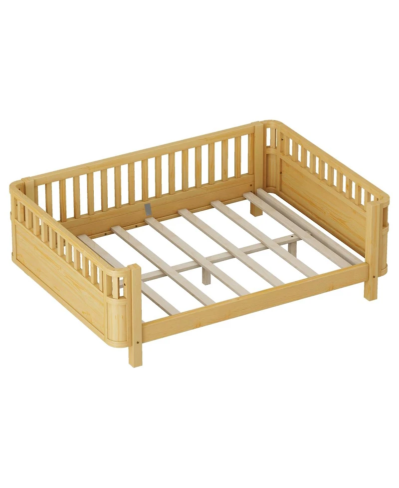 Streamdale Furniture Wood Platform Bed with Rails for Kids