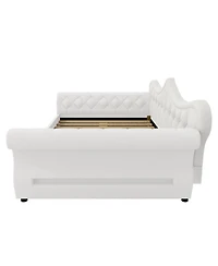Streamdale Furniture Queen Size Upholstered Led Daybed with Nailhead Trim
