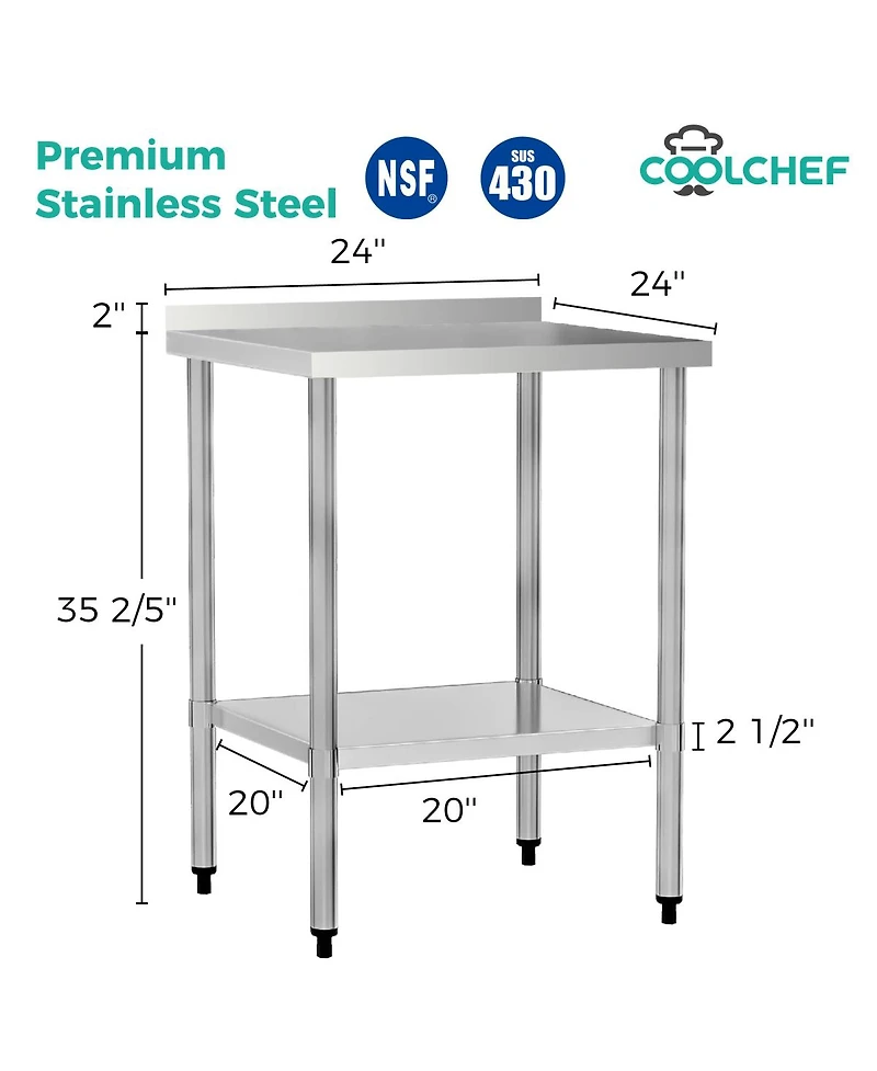 Streamdale Furniture 24'' x 24'' 18-Gauge Stainless Steel Commercial Work Table