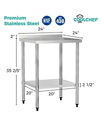Streamdale Furniture 24'' x 24'' 18-Gauge Stainless Steel Commercial Work Table