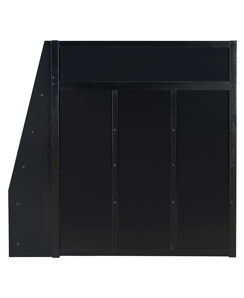 Streamdale Furniture Full Size Wood Loft Bed with Desk Storage Shelves and Rgb Lights