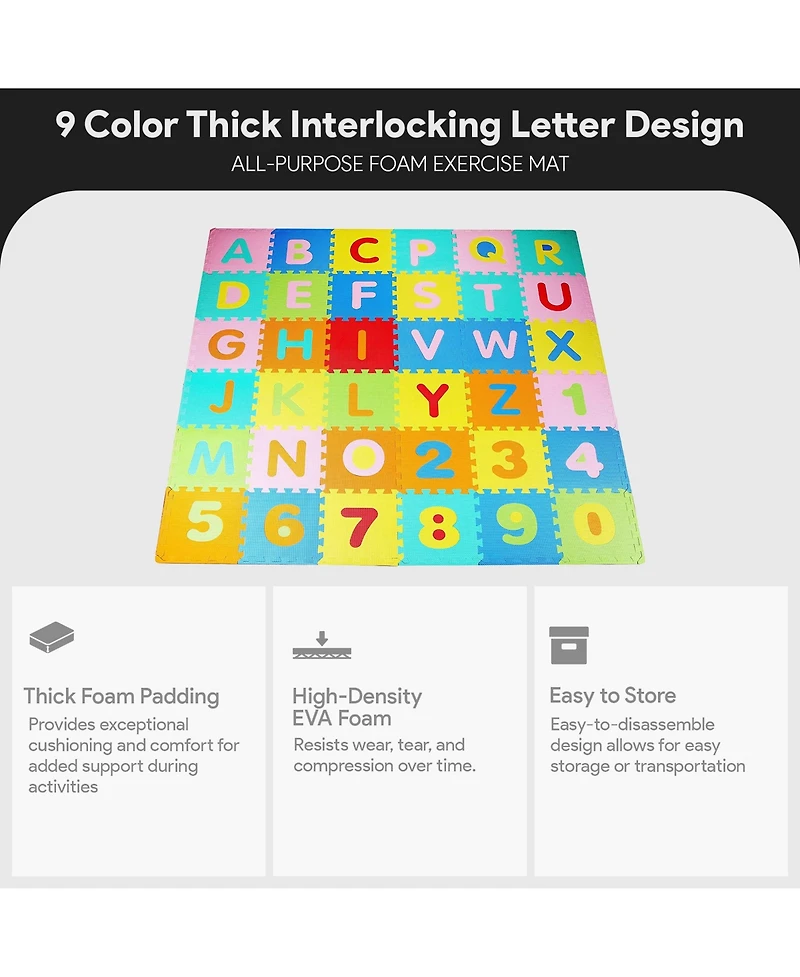 BalanceFrom Fitness Thick Interlocking Letter Puzzle Foam Exercise Play Mats