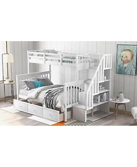 Streamdale Furniture Twin-Over-Full Stairway Bunk Bed with Storage