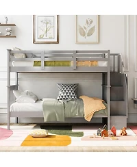 Streamdale Furniture Twin-Over-Twin Stairway Bunk Bed with Storage