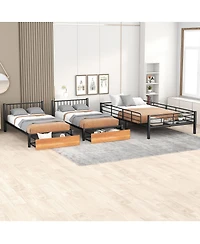 Streamdale Furniture Full Over Twin and Twin Metal Triple Bunk Bed with Drawers
