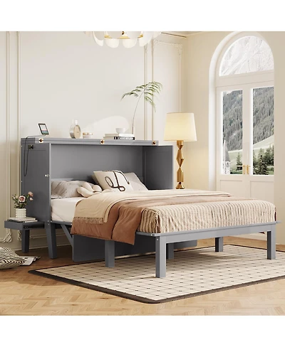 Streamdale Furniture Murphy Bed with Usb Port and removable Shelves
