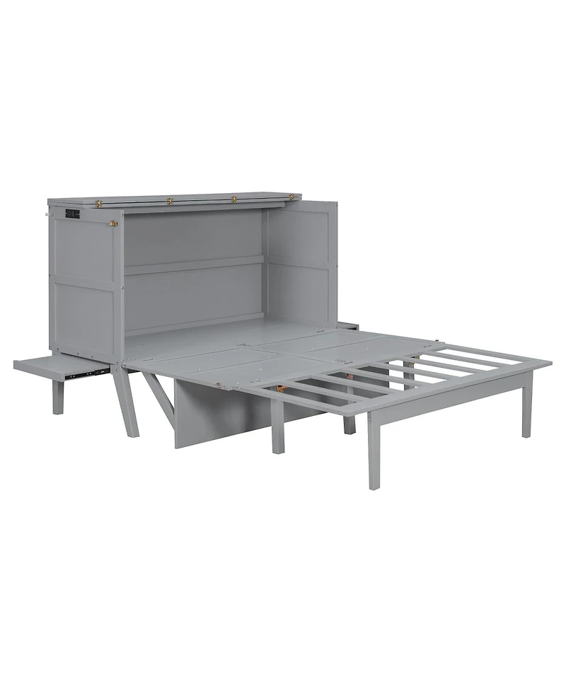 Streamdale Furniture Murphy Bed with Usb Port and removable Shelves