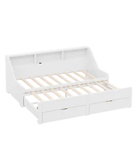 Streamdale Furniture to King Daybed Frame with Storage Bookcases and Charging Station