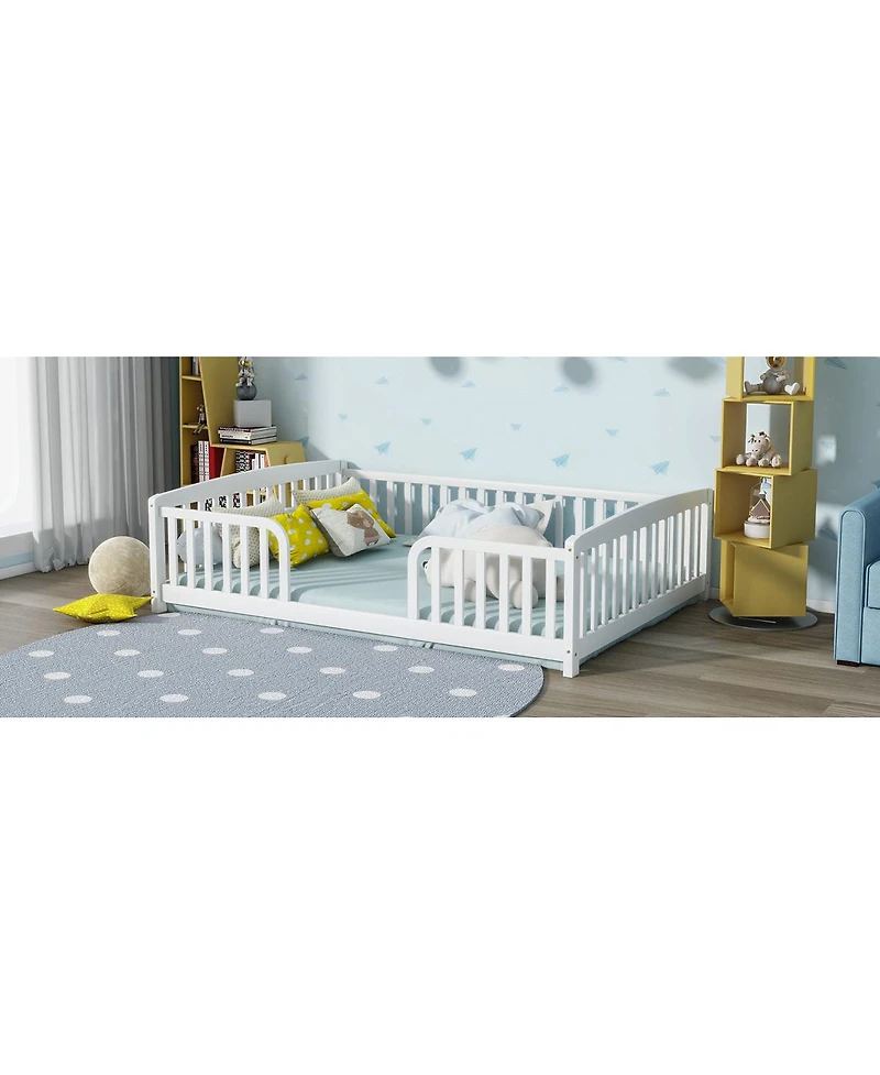 Streamdale Furniture Full Size Floor Fence Bed with Guardrails