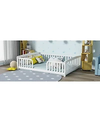 Streamdale Furniture Full Size Floor Fence Bed with Guardrails