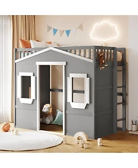 Streamdale Furniture Twin Size House Loft Bed With Ladder