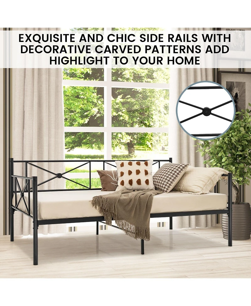 Gouun Metal Daybed Frame Twin Size with Slats