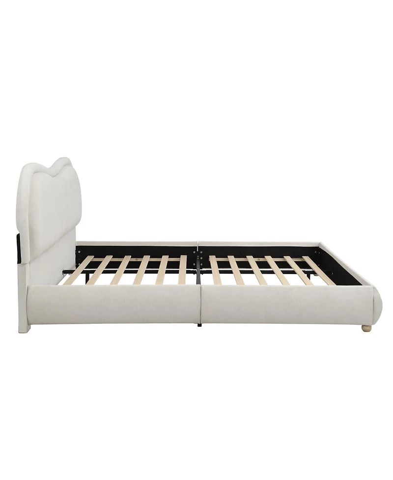 Streamdale Furniture Upholstered Platform Bed with Curved Headboard