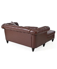 Streamdale Furniture 63'' Pu Leather Loveseat Chaise Lounge with 2 Pillows