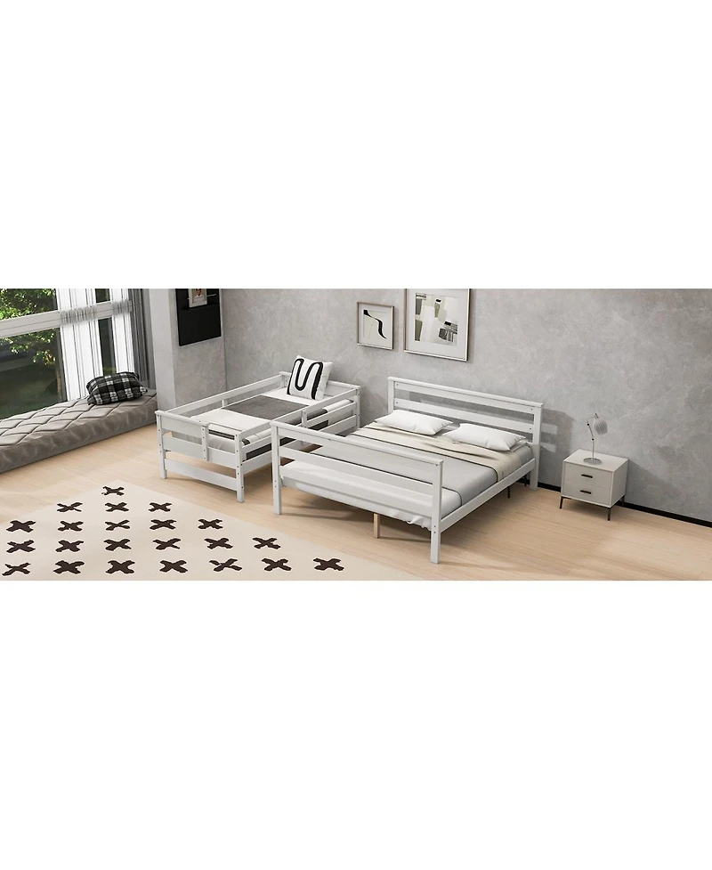 Streamdale Furniture Wood Twin Xl over Queen Bunk Bed with Ladder