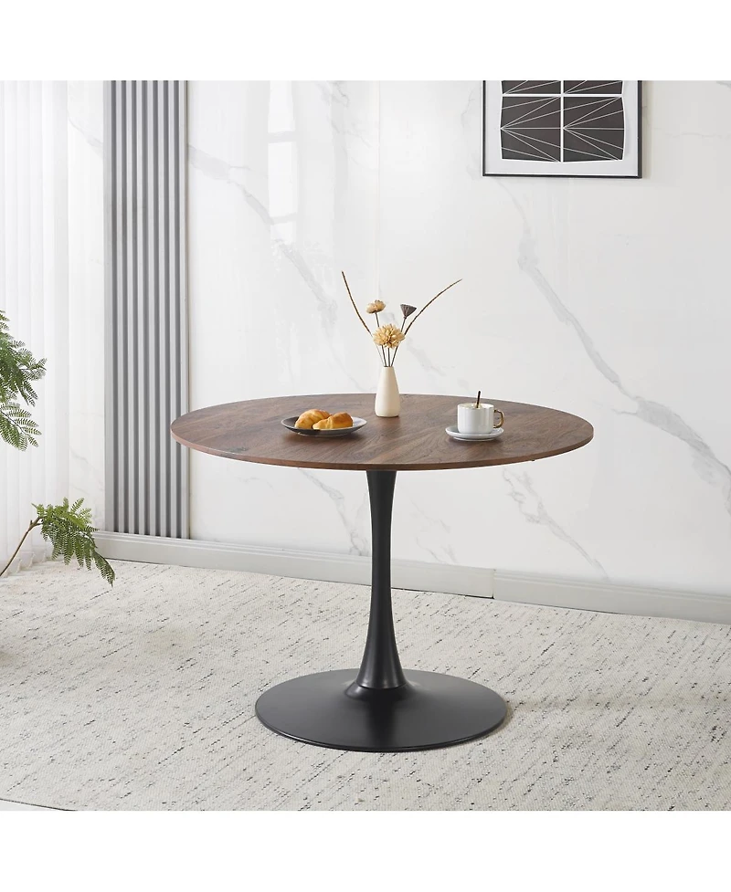 Streamdale Furniture 42.1'' Walnut Round Tulip Pedestal Dining Table for 4-6 People