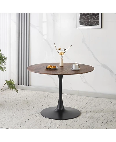 Streamdale Furniture 42.1'' Walnut Round Tulip Pedestal Dining Table for 4-6 People