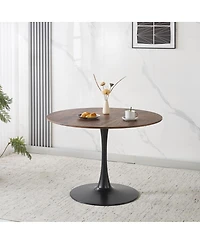Streamdale Furniture 42.1'' Walnut Round Tulip Pedestal Dining Table for 4-6 People