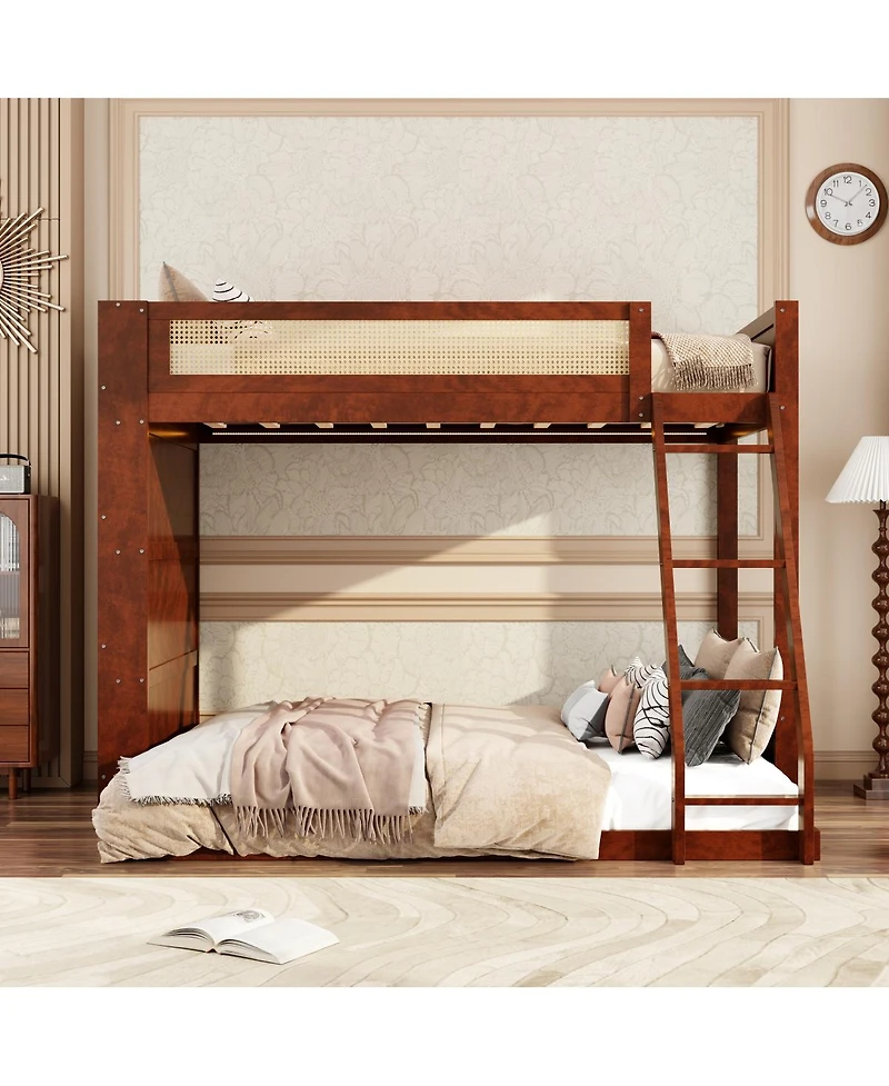 Streamdale Furniture over Full Bunk Bed with Shelf and Led Espresso