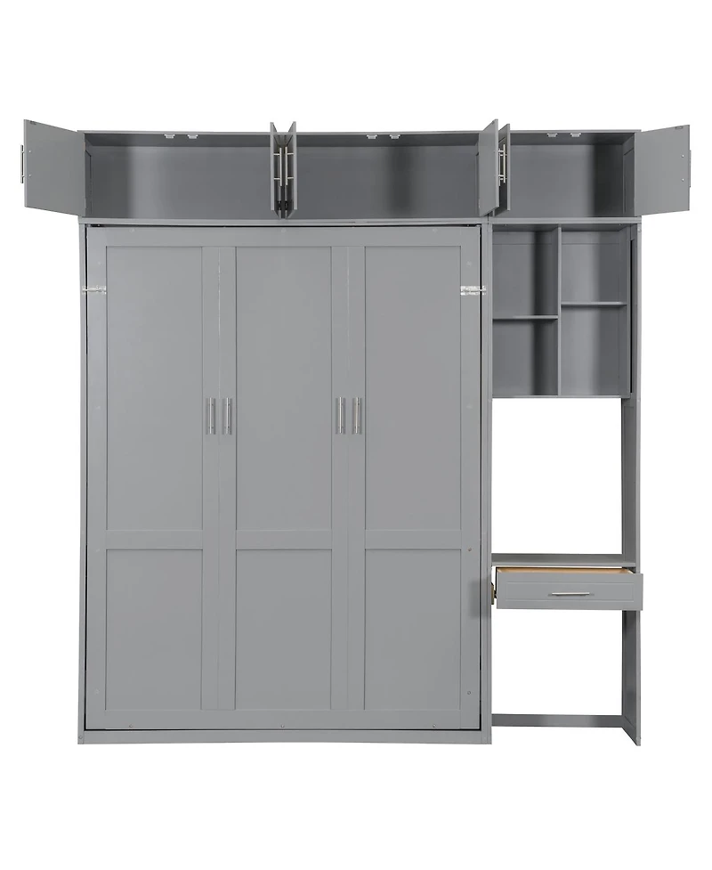Streamdale Furniture Murphy Bed with Desk Storage Shelves and Top Cabinet