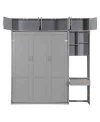 Streamdale Furniture Murphy Bed with Desk Storage Shelves and Top Cabinet