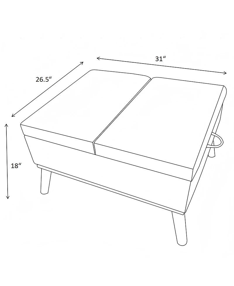 Streamdale Furniture 31'' Mid-Century Modern Lift-Top Storage Ottoman