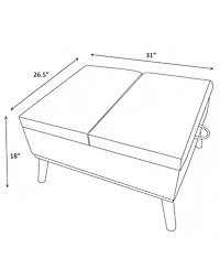 Streamdale Furniture 31'' Mid-Century Modern Lift-Top Storage Ottoman