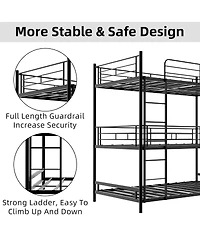 Streamdale Furniture Heavy-Duty Triple Bunk Bed with Ladder and Railing