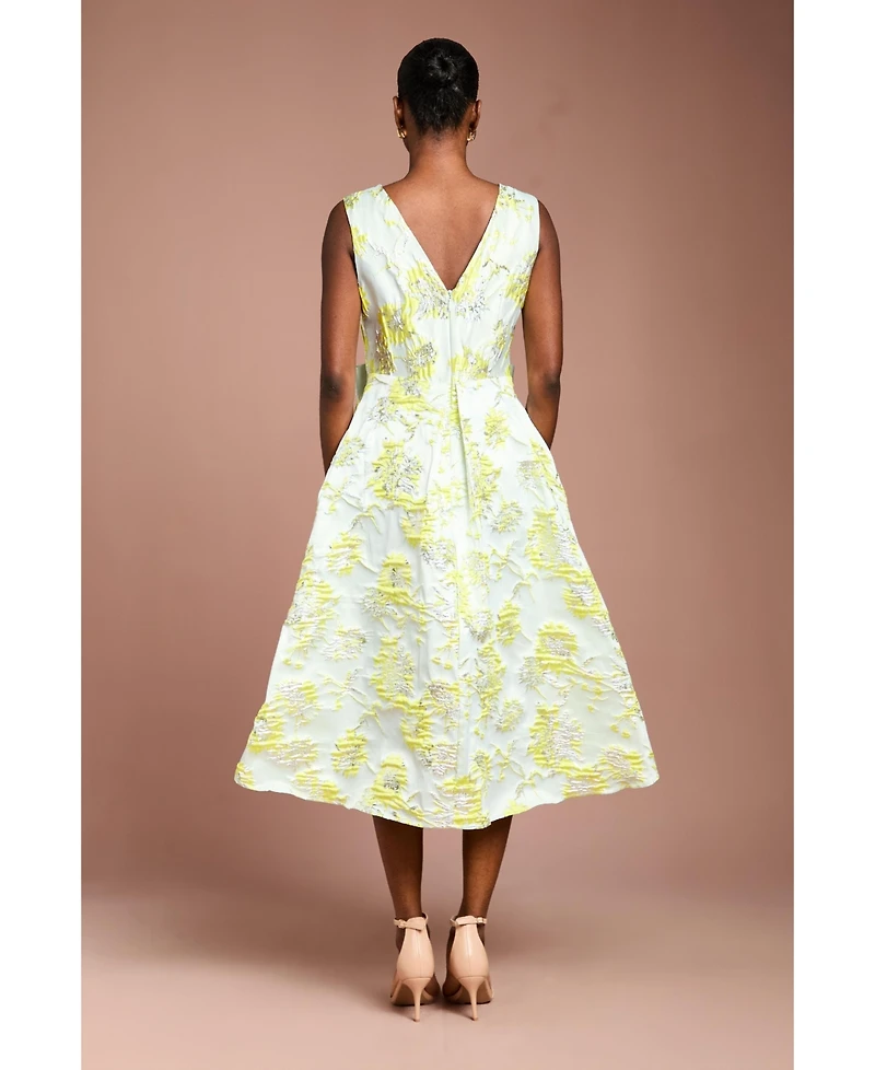 Coast Women's V-Neck Bow Jacquard Midi Dress