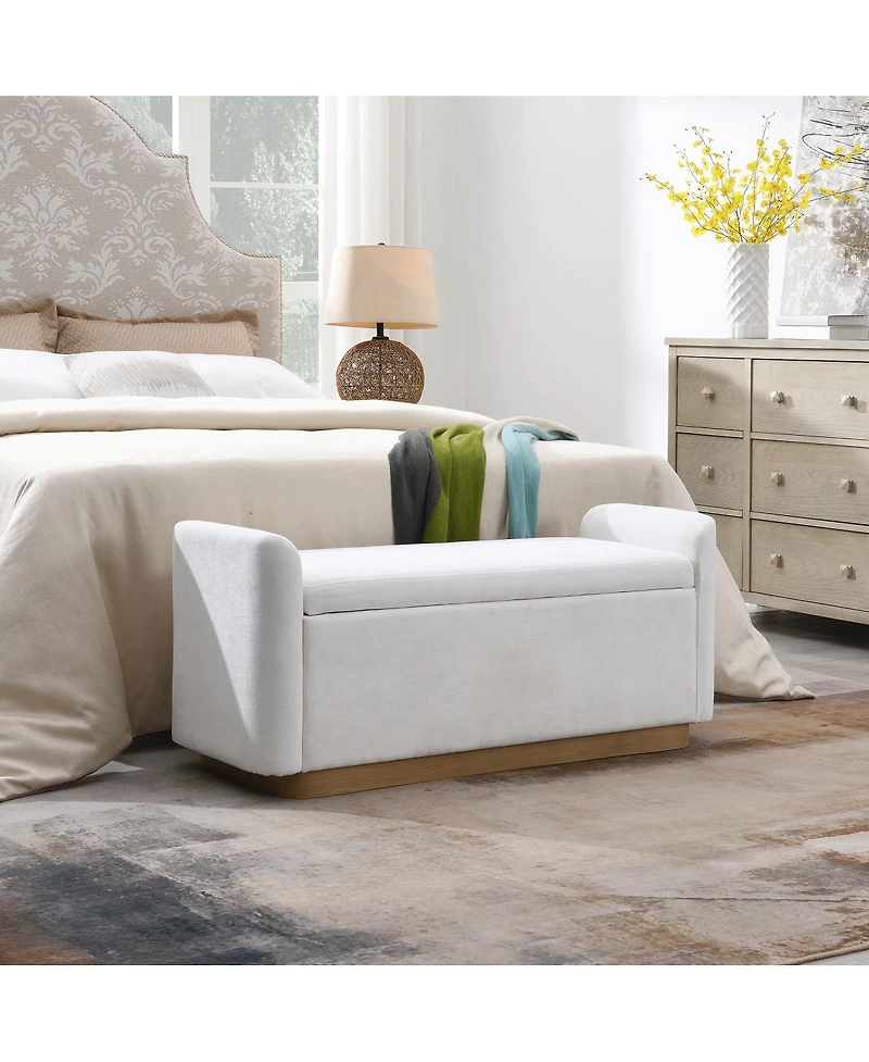 Streamdale Furniture 49'' Upholstered Storage Bench with Gold Metal Base