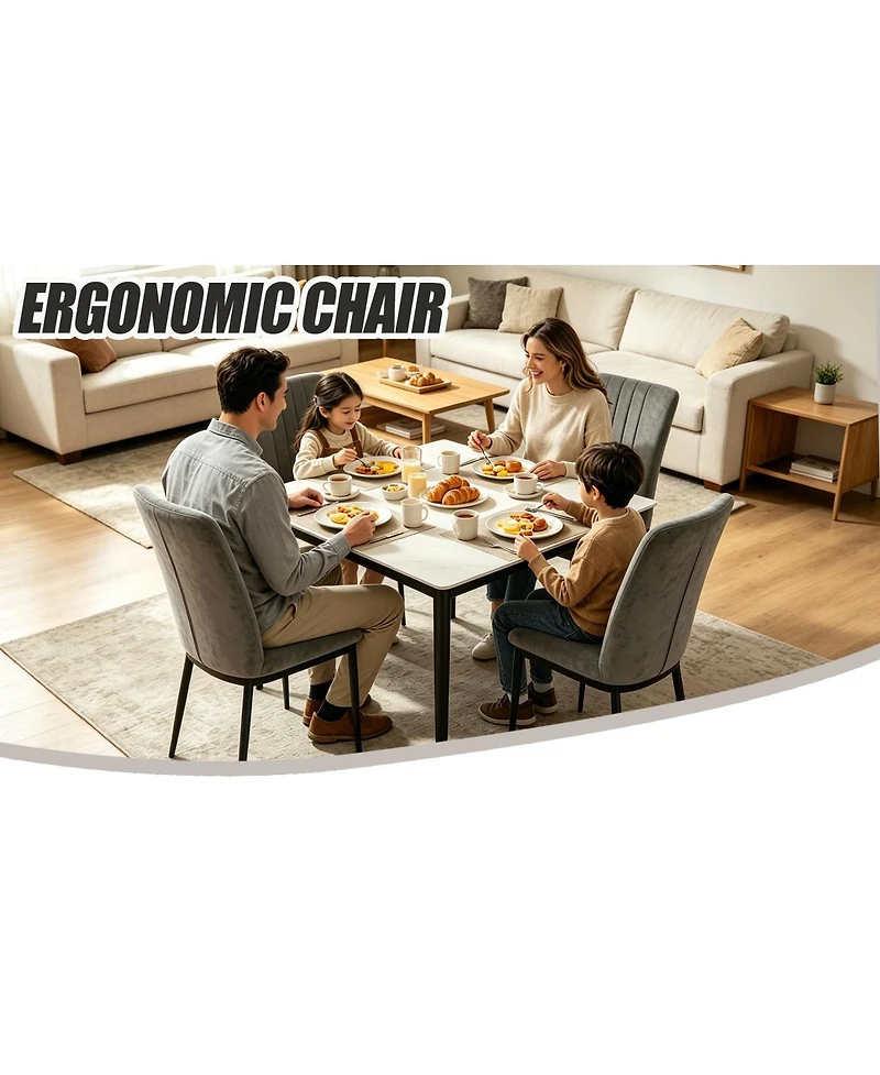 Streamdale Furniture Set of 4 Modern Velvet Dining Chairs with Metal Legs