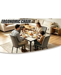 Streamdale Furniture Set of 4 Modern Velvet Dining Chairs with Metal Legs