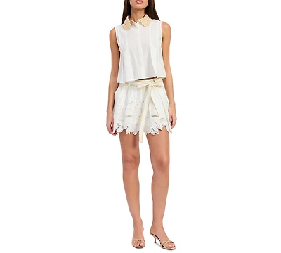 En Saison Women's Anna Embroidered High-Rise Shorts